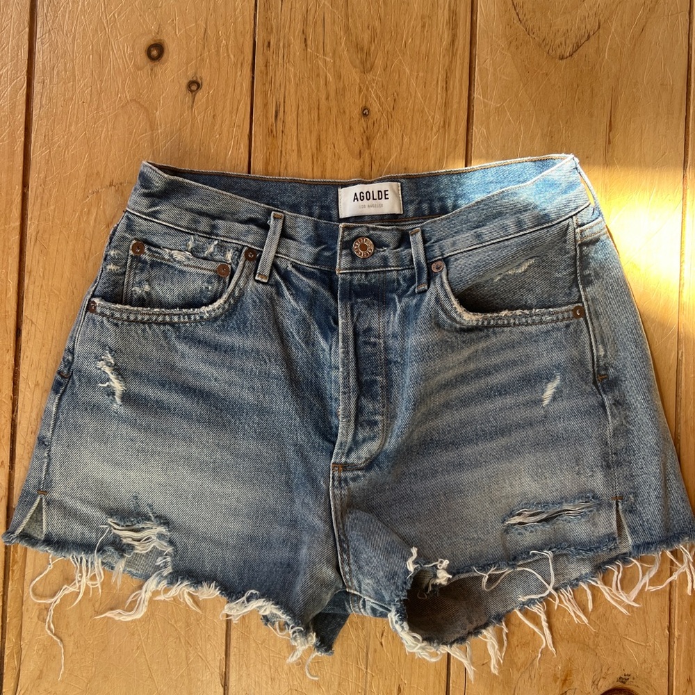 AGOLDE Parker Vintage Cutoffs in Riptide